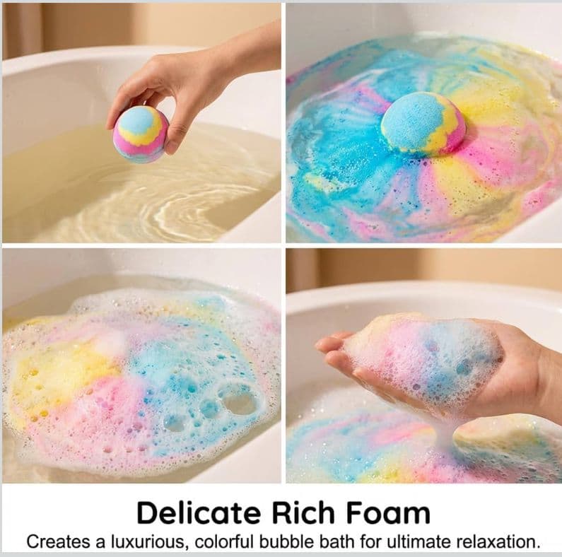 Bath bomb fizzing to reveal a hidden ocean toy